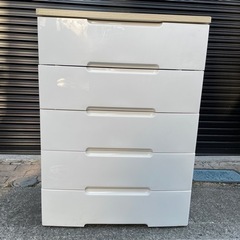 差し上げます　木目調天板 プラ製ワードロープキャビネット　5段