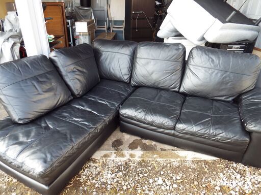 NITORI ニトリ レザー コーナーソファー L字ソファー ブラック カウチソファー