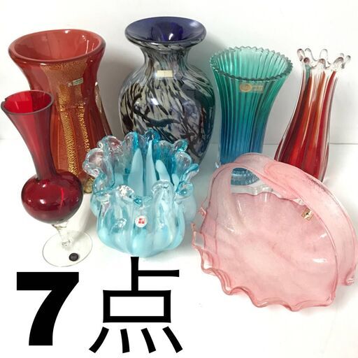 FI16/50　ガラス 花瓶 まとめて7点 フラワーベース IWATA 岩田 TAJIMA CRYSTAL KURATA クリスタルガラス カットグラス 花器 花入れ