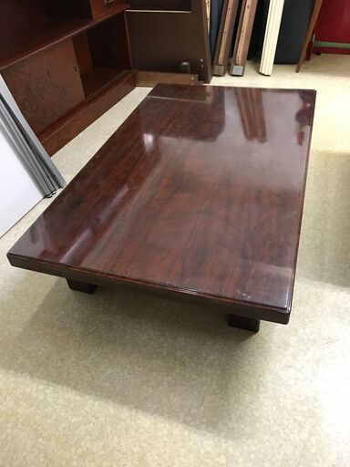 (k)テーブル 机 木製 ガラス板付き 幅1520mm奥行925mm高さ330mm 説明欄必読