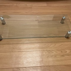 【交渉中】ガラス製モニター台（キーボード収納可）