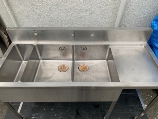 業務用 ソイルド 三槽シンク 1450×600×810 洗い場 流し台 厨房キッチン 台付き 厨房機器 厨房機材 作業台付き 三層 収納 大阪発 食洗機