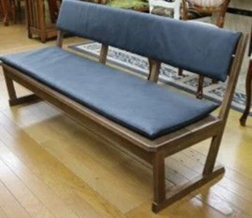 天然木　背もたれ付き　ローベンチ　和風・モダン　140cm