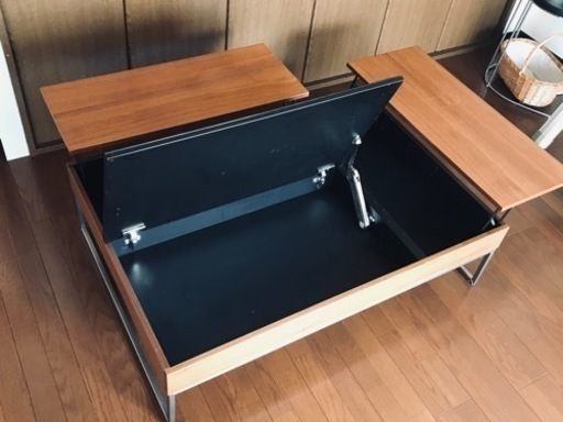良品　Chiva コーヒーテーブル・ウォールナット/チャコールグレーガラス