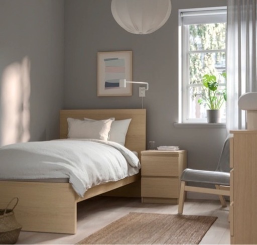 IKEA MALM MALM 【シングルベッド】マルム ベッドフレーム ホワイトステインオーク材突き板
