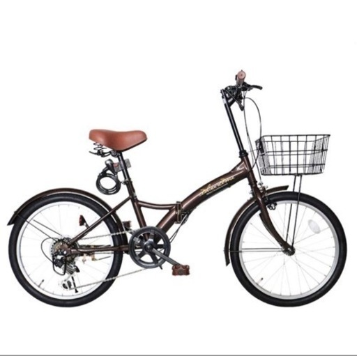 【新品】折りたたみ自転車 20インチ シマノ製 6段ギア 折り畳み 自転車 カゴ付き