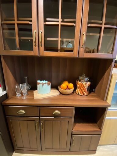 宇都宮でオシャレな家具を探すなら『オトワリバース！』②レンジボード W1200 収納棚 食器棚 ニトリ ブラウン キッチン収納 中古品