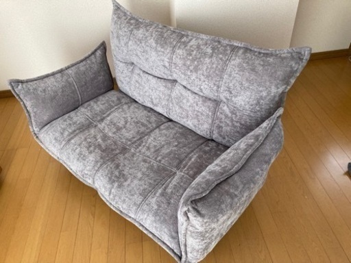 【美品】2人掛けソファー　フラット利用可能・高さ2パターン　肘掛け・背もたれ　5段階角度可変　引取り限定