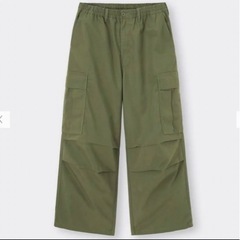 【新品購入試着のみ】GU ジーユー スーパーワイドカーゴパンツ OLIVE XLの画像