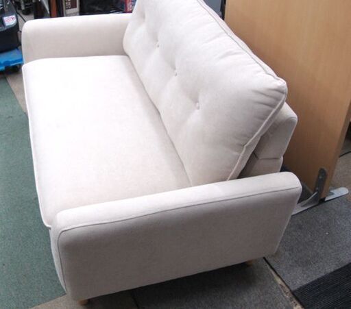 ☆二人掛けソファ アイボリー 幅133cm×奥行75cm×高さ75cm 2Pソファ コンパクト 札幌市 北20条店☆