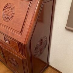 唐木無垢材　花梨　紫檀　希少木材のライディングデスク：シノワズリ/中国製の画像
