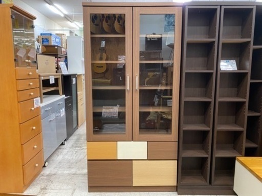 【愛品館 江戸川店】NITORI（ニトリ） 2枚ガラス扉書棚 ID:155-019330-007