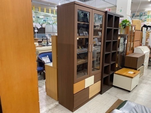 【愛品館 江戸川店】NITORI（ニトリ） 2枚ガラス扉書棚 ID:155-019330-007