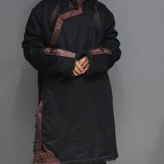 試着のみ 冬外套・コート 改良蔵服・チベット 民族衣装 黒L/漢服 チャイナ