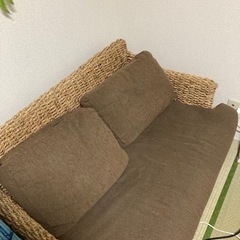 バリ風　アジアン風ソファー　ラタン　茶(値下げ)の画像