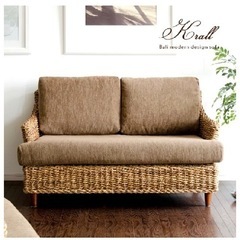 バリ風　アジアン風ソファー　ラタン　茶(値下げ)の画像