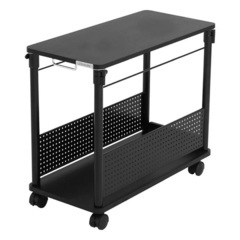 【新品】Bauhutte バウヒュッテ 昇降式L字デスク PCワゴン 天板32×67cm×高さ57~78cm ブラック BHD-670H-BK