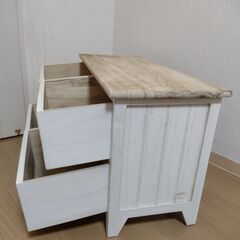 ローチェスト　アンティーク調　2段　幅75cm　の画像