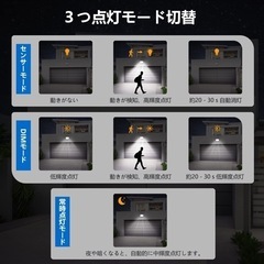 ✨電気代０へ✨多機能 LEDソーラーライト　人感センサー　リモコン操作の画像