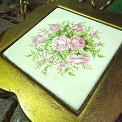 ◇アイアン花台◇ブロンズ仕立て バラ/薔薇 アンティーク風 花スタンド 3段 ガーデニングの画像