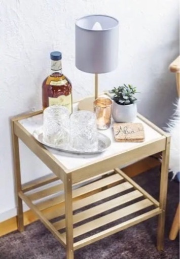 直接引取限定 【今年購入組立済み】IKEA 【ネスナ／ガラスサイドテーブル】
