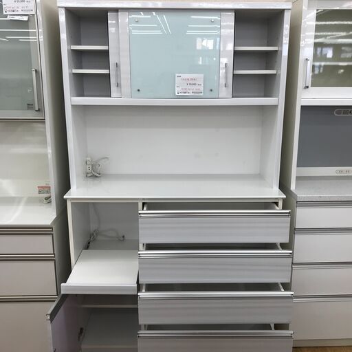 ★ジモティ割あり★  食器棚 ホワイト H198×W118×D50 クリーニング済み KJ1516