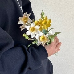 パンの花　可愛い水仙　作家さん手作り一点物　粘土細工