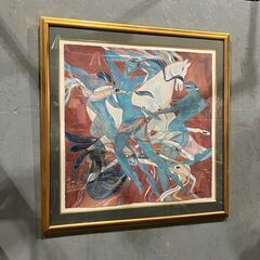 希少品 Yamin Young / 白馬 裸婦 舞い ヤーミン・ヤン 絵画 高さ1m超●E013A004