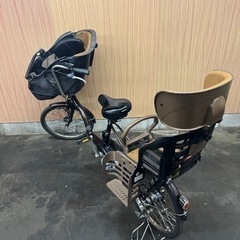 格安‼️  20インチ 子供乗せ 電動自転車 Panasonic ギュットミニ  茶色 リアチャイルドシート前後無料❗️ 3人乗り 自宅引き取り割引き⭕️ の画像