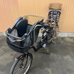 格安‼️  20インチ 子供乗せ 電動自転車 Panasonic ギュットミニ  茶色 リアチャイルドシート前後無料❗️ 3人乗り 自宅引き取り割引き⭕️ の画像