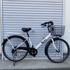 ☆前後タイヤ新古品☆ 26インチ 外装6段LEDオート軽快車 防...