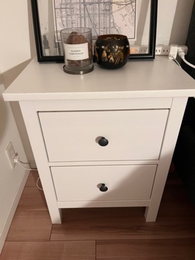 HEMNES ヘムネス チェスト引き出し×2ホワイトステイン, 54x66 cm
