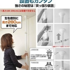 山善 突っ張り ハンガーラック 衣類収納 幅166cm 耐荷重60kg 2段 たっぷり収納 たて・よこ伸縮 ひっかけ棒付属 かんたん設置 組立品 ブラックの画像