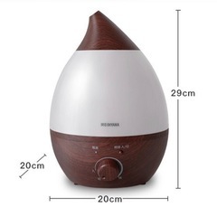 アイリスオーヤマ　超音波式加湿器　しずく型　ダークウッド