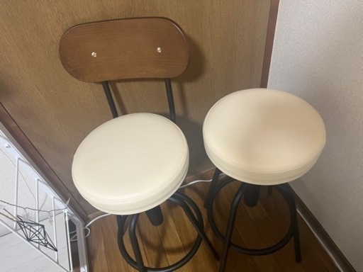 カウンターチェア バーチェア 背もたれ 360度回転チェア ハイチェア 北欧 合皮 PVC イス 椅子 脚置き