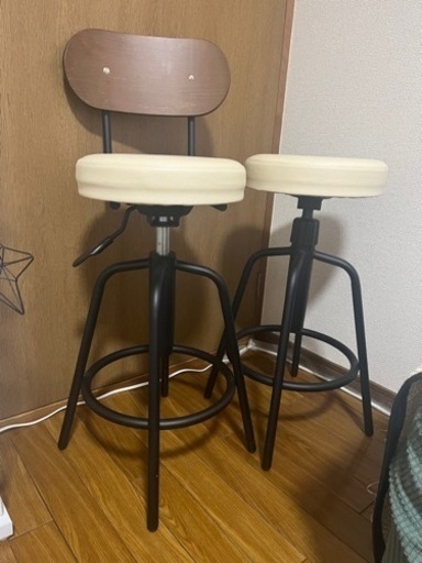 カウンターチェア バーチェア 背もたれ 360度回転チェア ハイチェア 北欧 合皮 PVC イス 椅子 脚置き