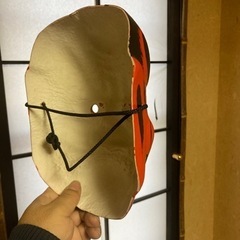 古和紙の鬼のお面1対の画像