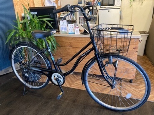 【前後タイヤ・チューブ新品！】6段変速　26インチ自転車　ブラック