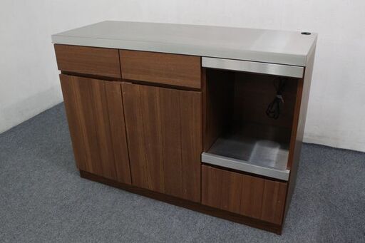 unico/ウニコ STRADA/ストラーダ キッチンカウンター ステンレス天板 幅120 レンジボード 収納 ダイニング 中古家具 店頭引取歓迎 R6952)