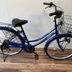 ★中古格安！26インチ自転車　変速付きブルー シティサイクル　マ...