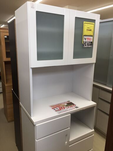 ジモティ来店特価!!!　食器棚　ホワイト　　J-0247