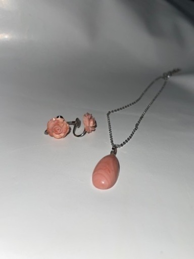 ☆三日間限定価格☆  シルバー925  ピンクサンゴ　ピアス　ネックス　セット