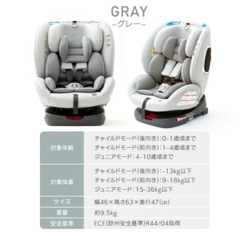 180度回転式のチャイルドシート（未使用）