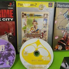 SONY★プレステ2★動作品★ソフト5本☆純正コントローラー2個★メモリカード付き の画像