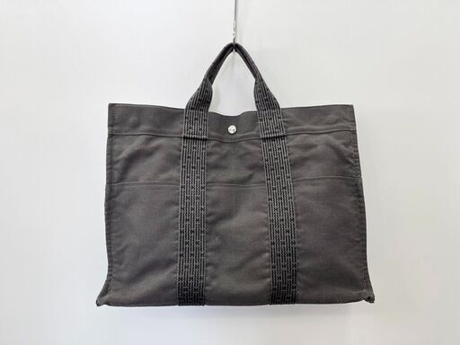 エルメス Hermès エールラインMM グレー キャンバス カデナ　トートバッグ　ハンドバッグ