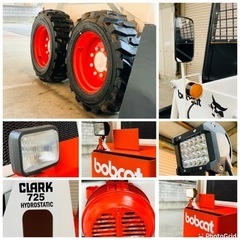 TCM ボブキャット 725 852時間 スキッドステアローダー ミニホイールローダー ショベルローダー4WD 新品タイヤ サイドミラー LEDライトの画像