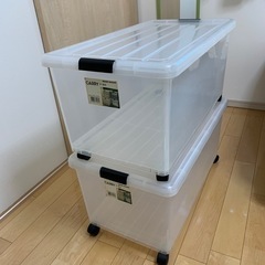 クリア　フタ式　衣装ケース　２つ組み　コマ付きの画像