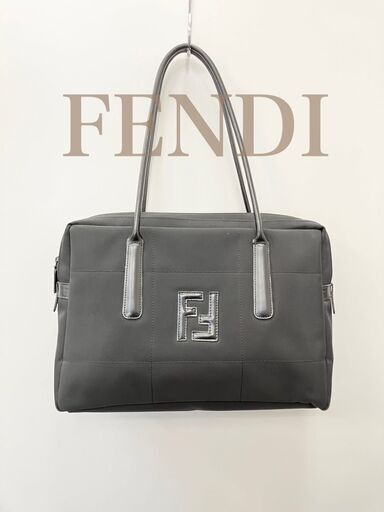 フェンディ FENDI　ナイロン レザー　トートバッグ　肩掛け　ブラック