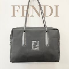 フェンディ FENDI ナイロン レザー トートバッグ 肩掛け ブラック