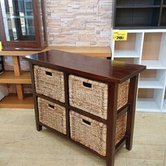 アジアン ラタンチェスト 2段×2列 引き出し4個 検) 無垢材フレーム バリ家具■横幅97cm×奥行37cm×高さ75.5cm■近隣配送無料 買取帝国 朝霞店の画像